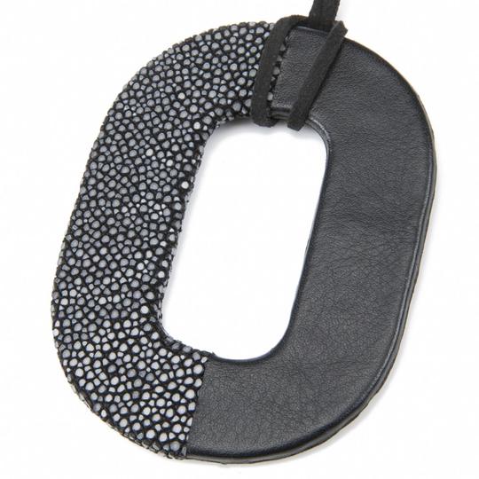 Oval Shagreen Necklace - Black