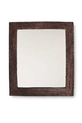 Woven Rectangular Mirror - Antique Brown
